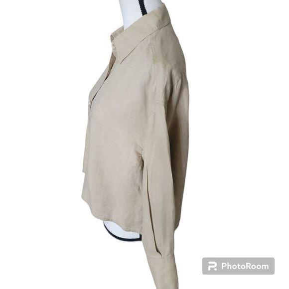 Zara Boxy Linen Button Up. Size M. - Picture 3 of 9